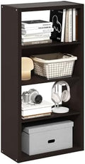 Furinno Viola 4-Tier Book Shelf, Extra Thick Frame Bookshelf, Dark Oak by Furinno-FitsYourSpaceFitsYourBudget