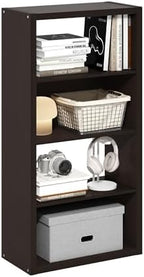 Furinno Viola 4-Tier Book Shelf, Extra Thick Frame Bookshelf, Dark Oak by Furinno-FitsYourSpaceFitsYourBudget
