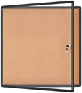 Mifuro 38"x38" Enclosed Bulletin Board, Lockable Weather-Resistant Aluminum Cork Noticeboard for School & Office, Black Frame w/Cork by MifuroOfficeProduct