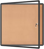 Mifuro 38"x38" Enclosed Bulletin Board, Lockable Weather-Resistant Aluminum Cork Noticeboard for School & Office, Black Frame w/Cork by MifuroOfficeProduct