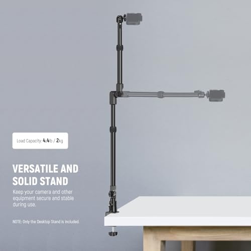 NEEWER 45.5" Overhead Camera Desk Stand, Aluminum 4 Section Magic Mic Boom Arm with C Clamp Mount Holder, for Webcam LED Light Microphone Streaming Zoom Video Recording, Max Load 4.41lb, DS023 - Image 2