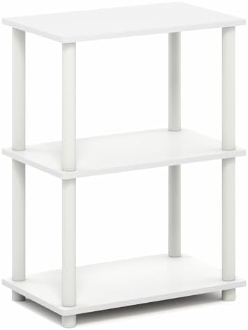 Furinno Turn-N-Tube Storage Shelves, 3-Tier Book Shelf, Corner Shelf, Toolless Open Shelves, for Organization and Storage, Living Room, Garage, Home Office, White - Image 5