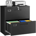 Letaya 2 Drawer File Cabinet with Lock,Metal Lateral Filing Cabinet for Home Office,Hanging Letter/Legal/A4 Size (Black, H27.95×W28.35×D15.74) by LetayaMetalCabinets