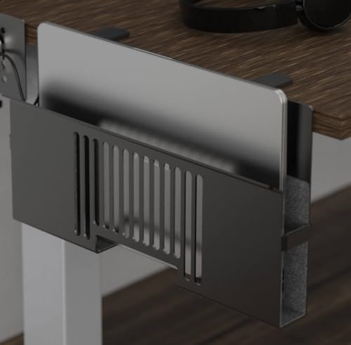 Vertical Side-Mount Laptop Holder Bracket for Desk Storage -fits: Dell/Acer/ASUS/XPS/MacBook/Surface/Lenovo/HP/Gaming Laptops (up to 16 inches) (Perforated Steel, Alloy Steel) by HAVYO%C2%AE