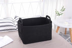 Minoisome Storage Basket Felt Storage Bin Collapsible& Convenient Box Organizer with Carry Handles for Office Bedroom Closet Babies Nursery Toys Laundry (Black, 17.9inch（L）×12.2inch（W）×11.6inch（H）) - Image 2