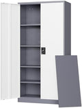 Letaya Metal Garage Storage Cabinets with Lock Door and Adjustable Shelves, Steel Tool Cabinets for Home,Office,Warehouse Organisieren (Gery White, 71" H) by LetayaMetalCabinets