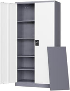Letaya Metal Garage Storage Cabinets with Lock Door and Adjustable Shelves, Steel Tool Cabinets for Home,Office,Warehouse Organisieren (Gery White, 71" H) by LetayaMetalCabinets