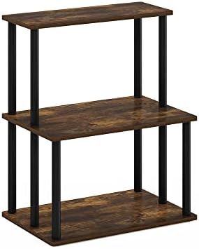 Furinno Turn-N-Tube 3-Tier Toolless Multipurpose Printer Stand Display Storage Shelf, Amber Pine/Black - Image 3