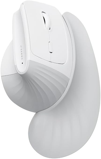 SANWA Wireless Ergonomic Mouse for Large Hands with Wrist Rest, White by SANWA