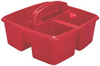 Storex 3-Compartment Small Caddy – Multipurpose Classroom Organizer with Handle, Red, 5-Pack (00949U06C) - Image 3