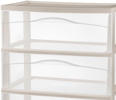 Sterilite Wide 3-Drawer Cart with Wheels, Grey, 2-Pack - Image 5