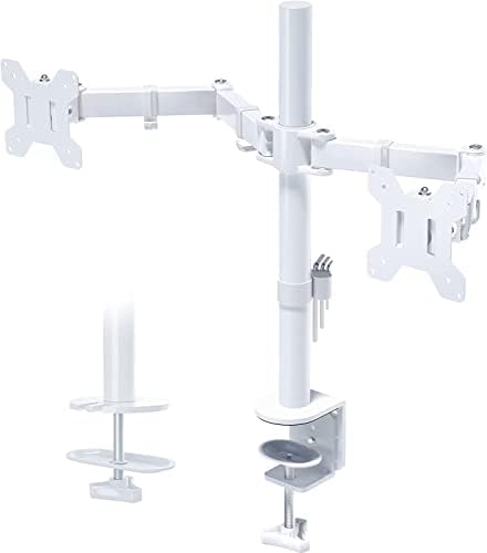 BONTEC Dual Monitor Desk Mount, 13-27 Inch, 22lbs, VESA 75x75/100x100,White by BONTEC