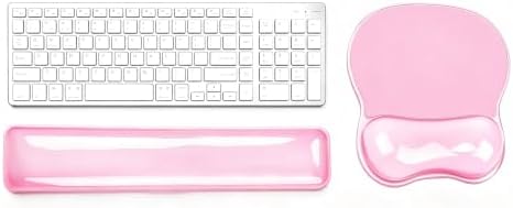 Mouse Pad with Wrist Rest, Soft Cloud Gel Keyboard Mouse Pad Set with Hand Wrist Support, Cute Non Slip Office Desk Accessories for Comfort/Pain Relief/Computer/Laptop (Pink B) by Unknown