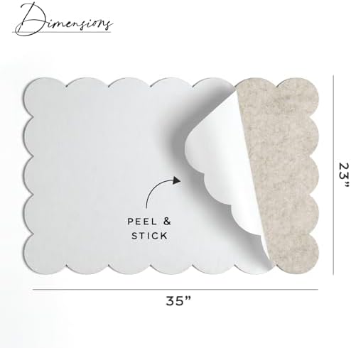 Orelle Scalloped Felt Bulletin Board | 35 x 23” | Foldable Peel and Stick Felt Board for Wall | Alternative Cork Board for Office, Message Board, Kids Art Display | Beige - Image 3