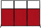 Versare Workstation Partition | Portable Wall Divider | Modern Office Cubicle | Free Standing Privacy Screen | Flexible Work Space | 99" x 70" W/Window, Red Fabric Panels by VERSARE