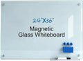 Glass Magnetic White Board, 36"x24" Dry Erase Board for Wall, Bulletin Whiteboard for School Classroom Office Homeschool by Gooderboard