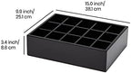 GOBAM Bamboo Closet Drawer Organizer, 15 Compartments - Drawer Divider & Storage Box for Ties, Bras, Briefs, Socks & Jewelry - Storage Organizer for Dressing Room & Bedroom - Black - Image 2
