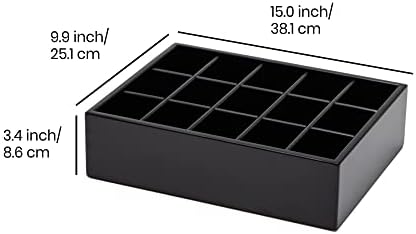 GOBAM Bamboo Closet Drawer Organizer, 15 Compartments - Drawer Divider & Storage Box for Ties, Bras, Briefs, Socks & Jewelry - Storage Organizer for Dressing Room & Bedroom - Black - Image 2