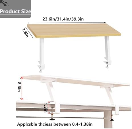 Clamp On Desk Shelf, Adjustable Desktop Extender Storage Organizer - Image 2