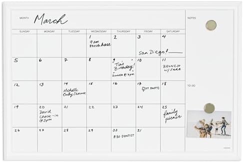 U Brands Farmhouse White Frame, 20 x 30 in, Dry Erase Calendar White Board by UBrands