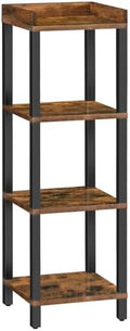 HOOBRO Small Bookcase, Industrial Style Bookshelf for Narrow Spaces, 4-Tier Square Book Shelf Stand, Wooden Storage Rack Display Shelf, Corner Shelf for Living Room, Rustic Brown and Black BF08CJ01 by HOOBRO