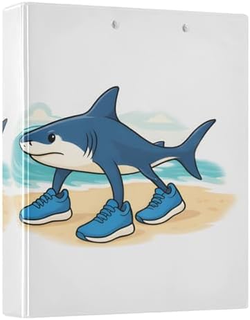 ALAZA Tralalero Tralala Meme Italian Brainrot Shark 4 3 Ring Binder 1.5 Inch Three Ring Office Binders w/clipboard & 3 Pockets, Hold 200 Sheets, 2 pcs by ALAZA