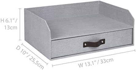 Bigso Box of Sweden Walter Letter Tray for A4 or Letter Size Documents - Paper Tray Organizer for Desk with Storage Drawer and Stable Rubber Feet - 13.1in x 10in x 5.2in - Ash - Image 4