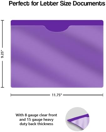 Purple Plastic Folders with Pockets and Clear Cover, Doctor Stuff, Letter Size, Top Loading Vinyl File Folders, Job Jacket, Documents Holder, Pack of 100 - Image 2