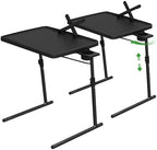 2PK TV Tray Table with Cup Holder, w/6 Height & 3 Tilt Angle by HXBOAUVS