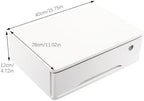 Xuthusman Desk Organizer with Drawer, Wooden Desktop Storage Box with Lockable Office Supplies Drawer Organizer Tabletop Storage Multifunctional Desktop Storage Box for Office Study Dresser（white） - Image 2