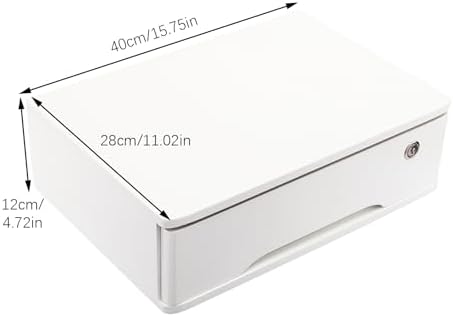 Wood Desk Organizer with Drawers, Lockable Desktop Countertop Storage Cabinet for Home Office Supplies File Tabletop Organizing Unit (White) - Image 3