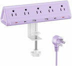 AnnTane Desk Clamp Power Strip USBC, 40W Fast Charging, 6.5 Ft, Purple by anntane