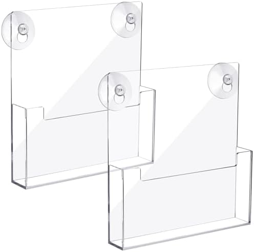 Thyle 2 Pcs Acrylic Brochure Holder with Suction Cups for Wall, 11x8.5 Inch by Thyle