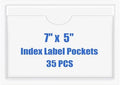Origin-Joy 35 PCS Self Adhesive Index Card Pockets with Top Open, Clear Plastic Label Holder for Cards of Note, Library and Business, Adhesive Label Pockets & Card Holder (7 x 5 inch) by Origin-Joy