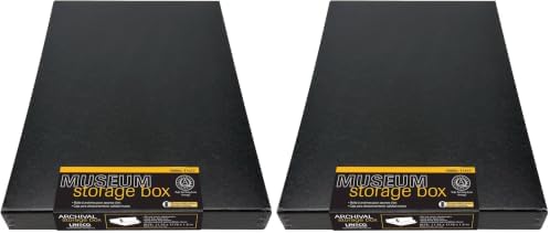 Lineco Museum Archival Storage Box, Drop Front, 11.75x17.75x1.5 in, Black (Pack of 2) by Lineco