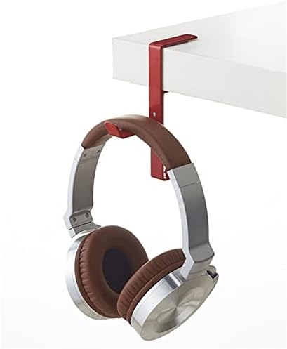 Headphone Stand Headphone Holder Headset Bracket Hanger Metal Wall Stand, Rotatable Double Clamp Hook for - Under Desk Space Save Mount(Red) - Image 5