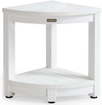 KaimuBench Corner Shower Stool for Inside Shower Waterproof, Poly Lumber Bathroom Shower Corner Bench Seat, Plastic Shower Chair Seat, Shower Shaving Foot Rest with Adjustable Feet, Non-Slip, White by KaimuBench