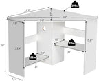 Tangkula White Corner Desk - 90 Degrees Triangle for Computer, Small Space, Bedroom, Makeup Vanity Desk with Storage Shelves & CPU Stand, Space Saving Writing Desk - Image 2