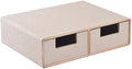 Linen Leather Desk Organizer with Drawers－Mini Desktop Drawer Organizer Stackable－Multifunctional Tabletop Organization Storage Box for Office Supplies Home Vanity Toiletries (Beige, 2-drawers) by RHCSZ