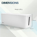ACROPAQ Cable tidy box - Keep your cable tidy, Large (41 x 13 x 16 cm), Waterproof, Non-slip - Cable management box, Cable box, Extension lead cover box, Cable box tidy - White/Large - Image 6