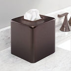 mDesign Steel Facial Tissue Box Cover/Holder for Bathroom Vanity Countertops - Bronze - Image 2