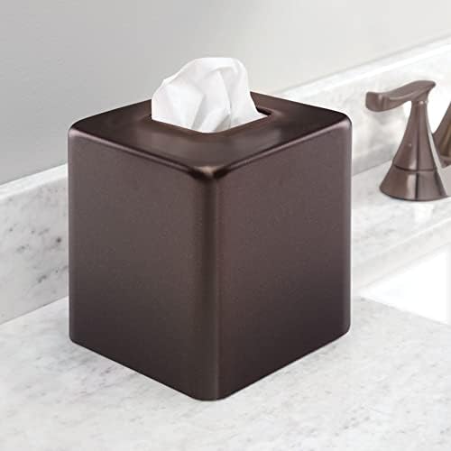 mDesign Steel Facial Tissue Box Cover/Holder for Bathroom Vanity Countertops - Bronze - Image 2
