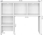 White Desk Hutch Dorm, Desktop Bookshelf with 5 Shelves - Image 3