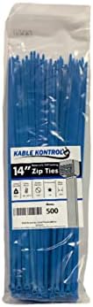 Kable Kontrol Cable Zip Ties, 14 Inch, 500 Pcs, 50lbs Test, Blue by KABLEKONTROL%C2%AE