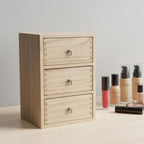 DDYURI Desktop Drawer Organizer Drawers Wooden Box Caddy Office Supplies Storage on Dresser Table 3-Tier Color-Light Brown - Image 7