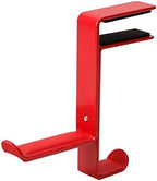 Headphone Stand Headphone Holder Headset Bracket Hanger Metal Wall Stand, Rotatable Double Clamp Hook for - Under Desk Space Save Mount(Red) by Unknown