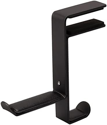Headphone Stand Headphone Holder Headset Bracket Hanger Metal Wall Stand, Rotatable Double Clamp Hook for - Under Desk Space Save Mount(Black) by Unknown