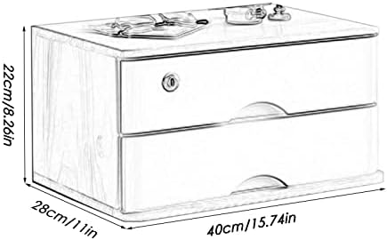 Desktop File Cabinet - Desktop Storage Box with Drawers - Solid Wood Storage Box - Desktop Organizer, with Drawer Wooden Artist Storage Supply Box, Multi Level Countertop,A-2 Drawer - Image 2