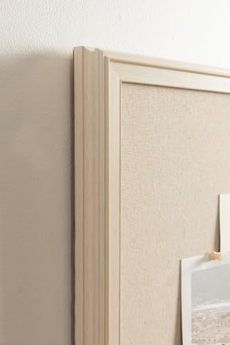 Kate and Laurel Oakhurst Rectangle Framed Linen Fabric Pinboard, 24 x 36, Soft White, Traditional Decorative Bulletin Board with Stepped Profile for Motivational Vision Board or Wall Organization - Image 5