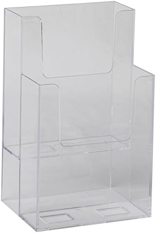 Clear-Ad - LHF-S102 - Acrylic Slant Back 2 Tier Trifold Brochure Display in Bulk - Plastic Literature Holder for Flyers, Booklets, Bills, Mail, Letters, Cards, Pamphlets, Maps (Pack of 60) - Image 5